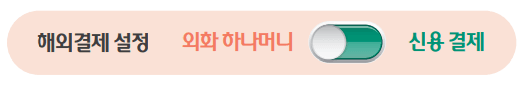 외화하나머지, 신용결제 선택 버튼 예시